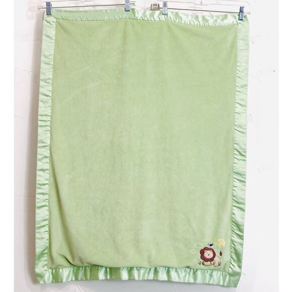CIRCO TARGET LION BIRD SUN BABY BLANKET GREEN SATIN TRIM JUNGLE ZOO LOVEY GRASS - Picture 4 of 12